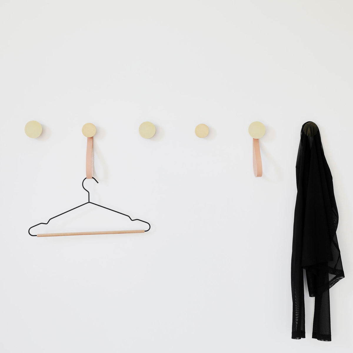 Round Beech Wood & Brass Wall Mounted Coat Hook / Knob