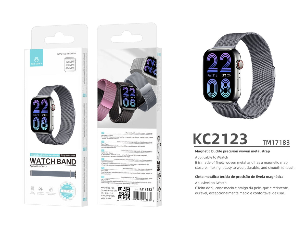 Techancy Faixa Metálica Magnética Cinzenta KC2123, Faixa De Substituição, Compatível Com Apple Watch Series: 42mm/44mm/45mm,