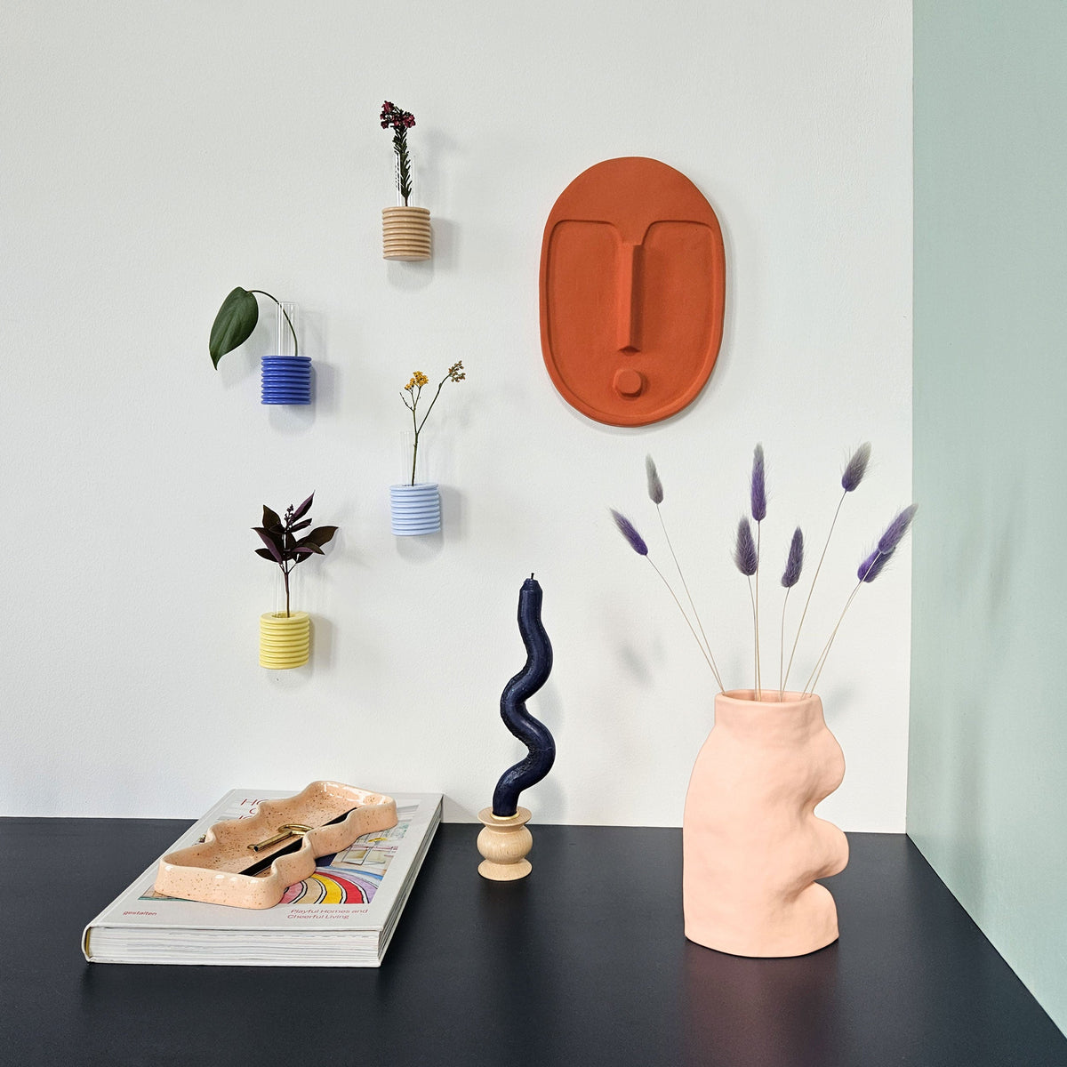 Ceramic Decorative Wall Mask - Terracotta Orange