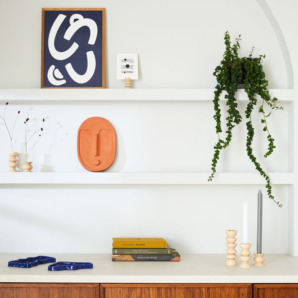 Ceramic Decorative Wall Mask - Terracotta Orange