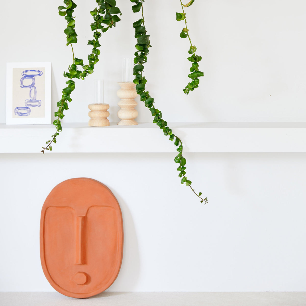 Ceramic Decorative Wall Mask - Terracotta Orange