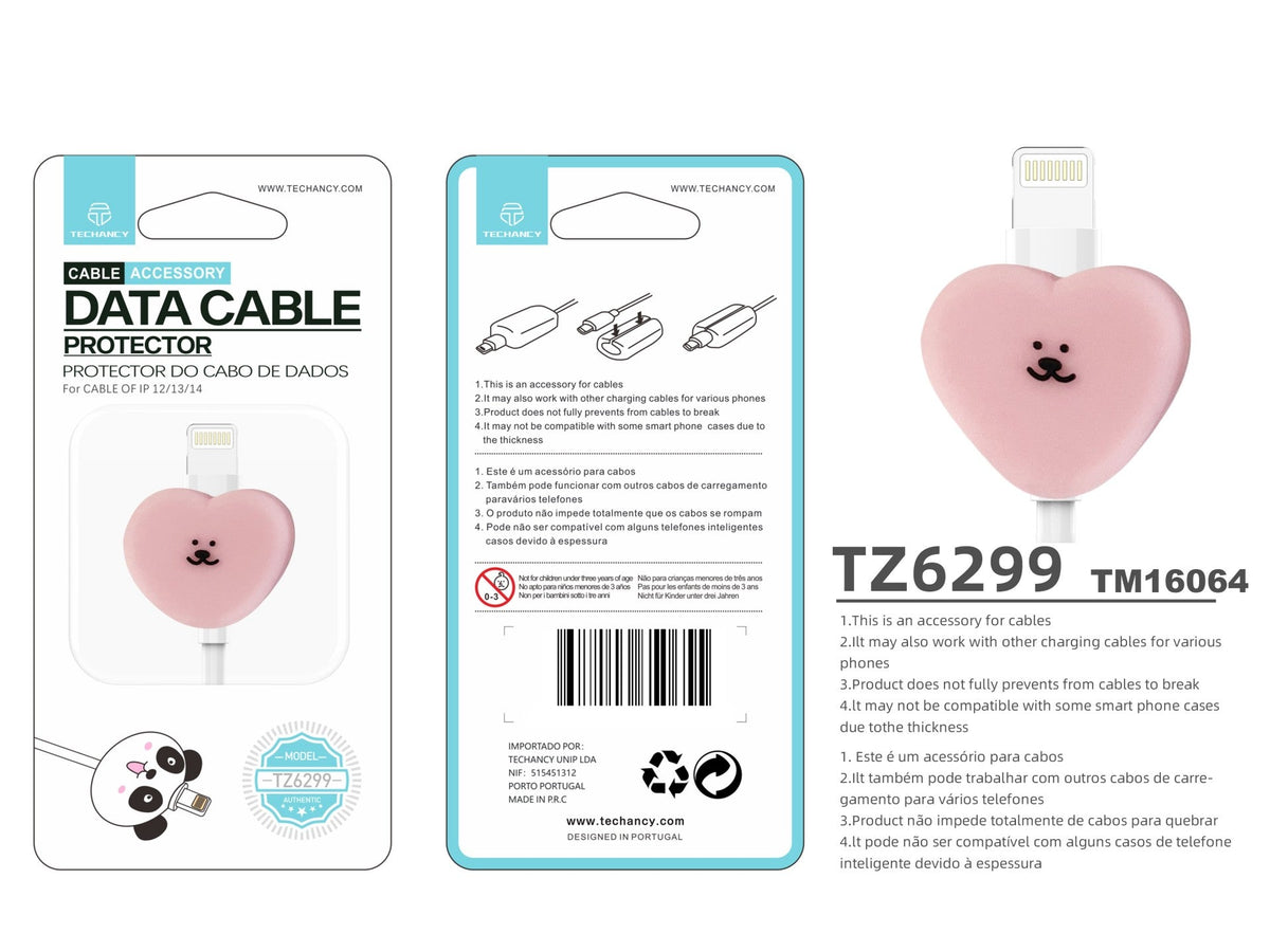 Techancy Protetor De Cabo De Dados TZ6299, Protege O Cabo De Dados Não É Fácil De Partir, Material De Silicone, Padrão Bonito