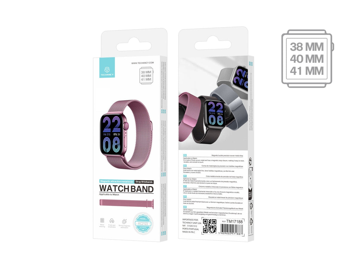 Techancy Faixa Metálica Magnética Rosa  KC2123, Faixa De Substituição, Compatível Com Apple Watch Series: 38mm/40mm/41mm,